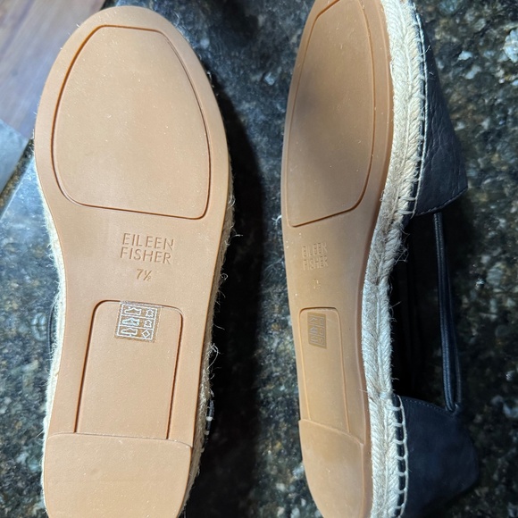 EILEEN Fisher Lee Espadrille Flat Leather sandals in black wash size 7.5 - Picture 4 of 4